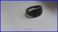 GERMAN WWII VIKING Division SILVER 800 Enamel RING Yellow Var GERMAN WWII VIKING Division SILVER 800 Enamel RING Yellow Var