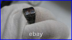 GERMAN WWII VIKING Division SILVER 800 Enamel RING Yellow Var