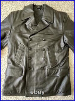 German Black Leather U-Boat Jacket Kriegsmarine
