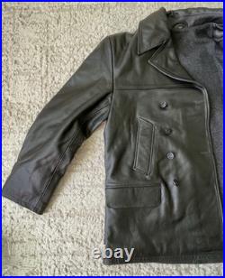 German Black Leather U-Boat Jacket Kriegsmarine