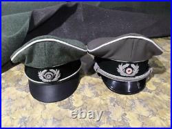 German Caps hats Set of two ww2 german crusher hats