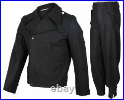 German Elite Panzer Black Wool Outdoors Jacket & Pants Set Size L Wwii Repro