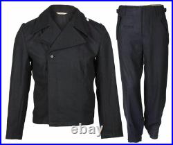 German Elite Panzer Black Wool Outdoors Jacket & Pants Set Size L Wwii Repro