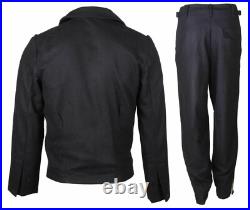German Elite Panzer Black Wool Outdoors Jacket & Pants Set Size L Wwii Repro
