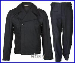 German Elite Panzer Black Wool Outdoors Jacket & Pants Set Size XL Wwii Repro