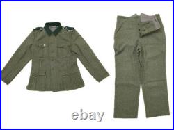 German Em M36 Field Grey Green Wool Jacket & Trousers Suit Size M Wwii Repro