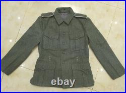German Em M40 Field Grey Green Wool Jacket & Trousers Suit Size M Wwii Repro