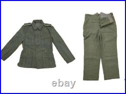 German Em M40 Field Grey Green Wool Jacket & Trousers Suit Size S Wwii Repro