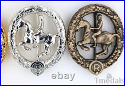 German Horseman's Badge Gold, Silver, Bronze Full Set Reproduction Badges