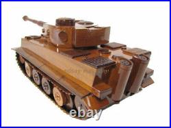 German Military WWII Tiger 1 Panzer Tank Mahogany Wood Wooden Desk Model New