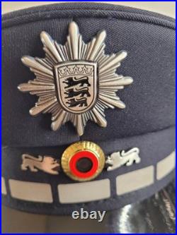 German Police Visor Cap Albert Kempf Baden-Württemberg Blue Hat Size 61 Wool