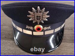 German Police Visor Cap Albert Kempf Baden-Württemberg Blue Hat Size 61 Wool