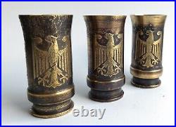 German Set Shot Glass WWII Eagle Wehrmacht Flak Trench Art brass WW2 military