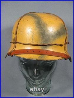German WW2 Camo Helmet Complete Repo ET 68 Wire Net
