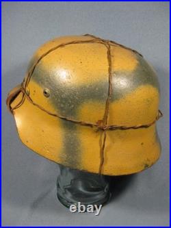 German WW2 Camo Helmet Complete Repo ET 68 Wire Net