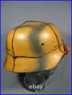 German WW2 Camo Helmet Complete Repo ET 68 Wire Net German WW2 Camo Helmet Complete Repo ET 68 Wire Net