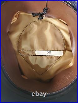 German WW2 Luftwaffe Cap Wool Leather Satin Size 58 with roundel insignia