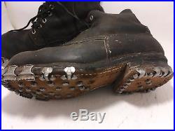 German WW2 Mountian Troop Leather Boots Size 10 Hob Nail Post War Swiss Made