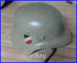 German WW2 Repro Helmet Repro DAK Paint Liner And Chin Strap, Afrika Korps