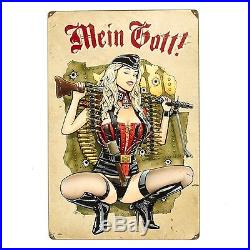 German WW2 Vintage Metal Sign Gunner Girl