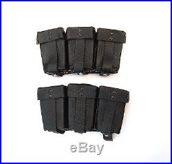 German WWII 98k Mauser Black Leather Ammunition Pouch Riveted