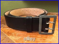 German WWII BLACK Leather Officers Belt w. Claw Buckle Marked Size 110