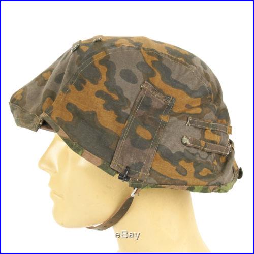 German WWII Helmet Cover with Steel Hooks Reversible Summer/Autumn Oak Pattern A