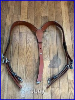 German WWII Helmet, Y-Straps and Black Leather Equipment Belt field gear set