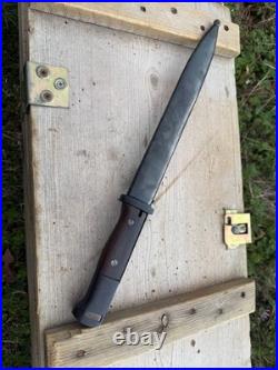 German WWII Kar 98k Mauser Steel Bayonet and Scabbard Reproduction Wood Grips