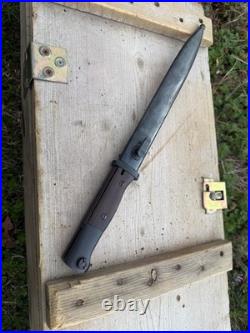 German WWII Kar 98k Mauser Steel Bayonet and Scabbard Reproduction Wood Grips