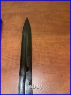 German WWII Mauser Kar 98 Bayonet with Scabbard, Wood Grips, K98