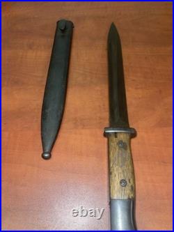German WWII Mauser Kar 98 Bayonet with Scabbard, Wood Grips, K98