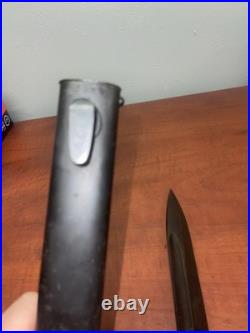 German WWII Mauser Kar 98 Bayonet with Scabbard, Wood Grips, K98