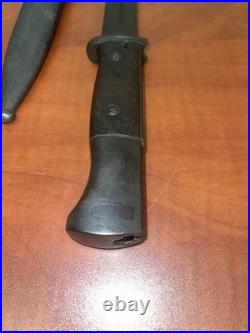 German WWII Mauser Kar 98 Bayonet with Scabbard, Wood Grips, K98