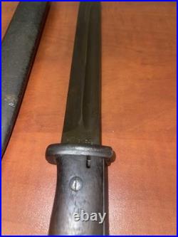 German WWII Mauser Kar 98 Bayonet with Scabbard, Wood Grips, K98
