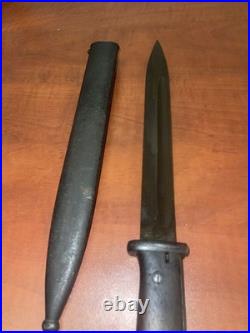 German WWII Mauser Kar 98 Bayonet with Scabbard, Wood Grips, K98