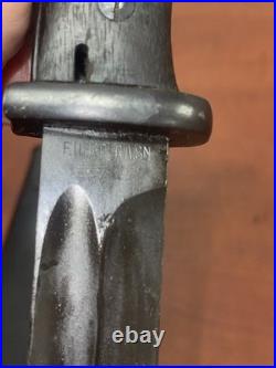 German WWII Mauser Kar 98 Bayonet with Scabbard, Wood Grips, K98