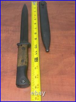 German WWII Mauser Kar 98 Bayonet with Scabbard, Wood Grips, K98