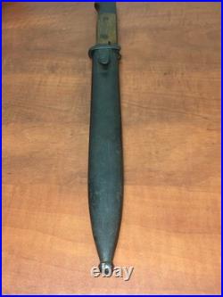 German WWII Mauser Kar 98 Bayonet with Scabbard, Wood Grips, K98