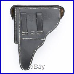 German WWII P08 Luger Black Leather Hardshell Holster, P-08, Pattern 1908