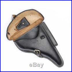 German WWII P08 Luger Black Leather Hardshell Holster, P-08, Pattern 1908