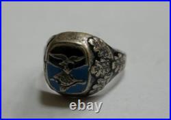 German WWII Real Solid Silver 800 LUFTWAFFE ENAMEL SILVER Size 11 11.5