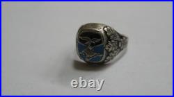 German WWII Real Solid Silver 800 LUFTWAFFE ENAMEL SILVER Size 11 11.5