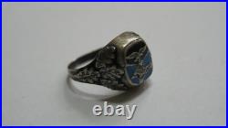 German WWII Real Solid Silver 800 LUFTWAFFE ENAMEL SILVER Size 11 11.5