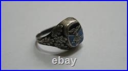 German WWII Real Solid Silver 800 LUFTWAFFE ENAMEL SILVER Size 11 11.5