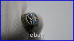 German WWII Real Solid Silver 800 LUFTWAFFE ENAMEL SILVER Size 11 11.5