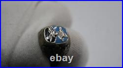 German WWII Real Solid Silver 800 LUFTWAFFE ENAMEL SILVER Size 11 11.5