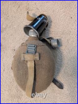 German WWII canteen With Cup and Strap reproduction used