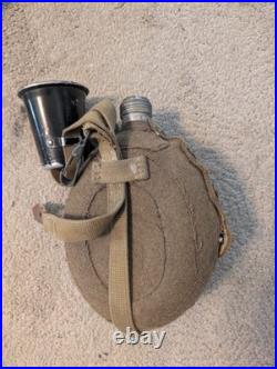 German WWII canteen With Cup and Strap reproduction used