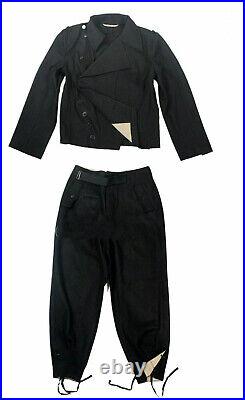 German Wh Panzer Black Wool Outdoors Jacket & Pants Set Size S Wwii Repro